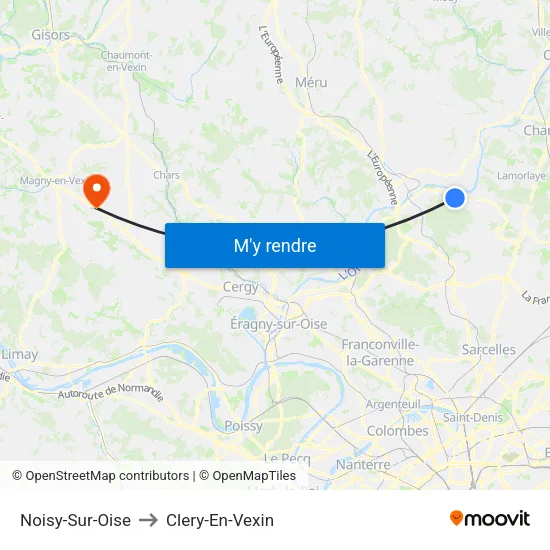 Noisy-Sur-Oise to Clery-En-Vexin map