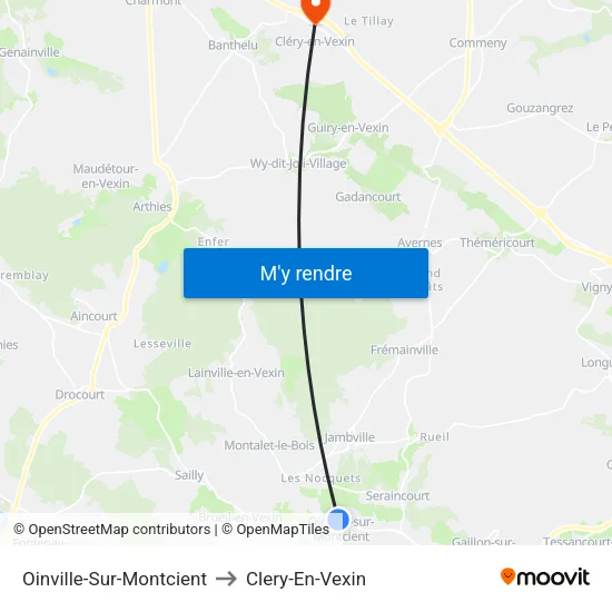 Oinville-Sur-Montcient to Clery-En-Vexin map