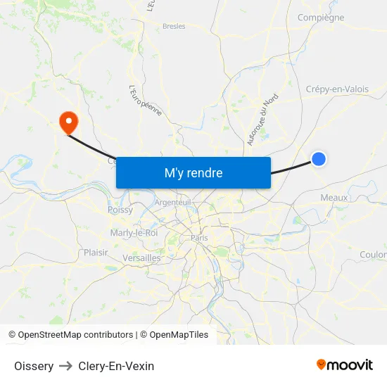 Oissery to Clery-En-Vexin map