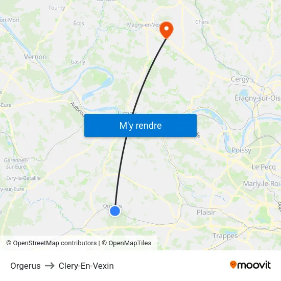 Orgerus to Clery-En-Vexin map