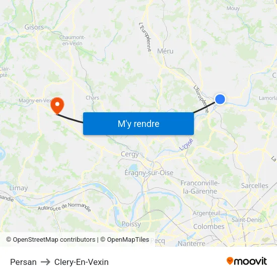 Persan to Clery-En-Vexin map