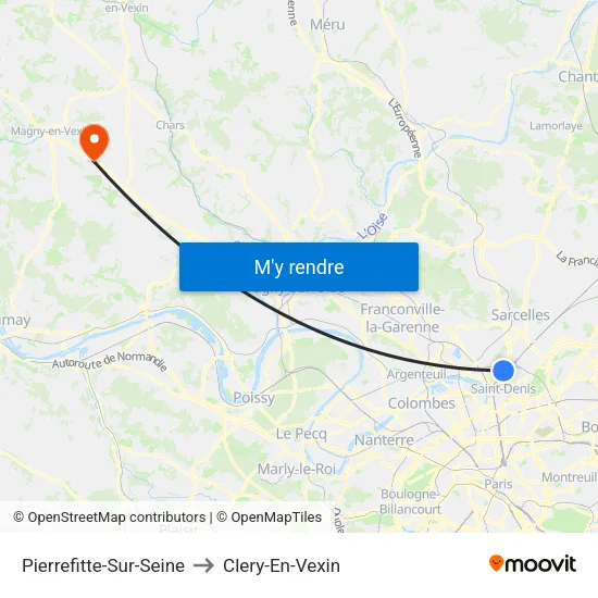 Pierrefitte-Sur-Seine to Clery-En-Vexin map