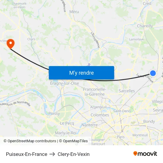 Puiseux-En-France to Clery-En-Vexin map