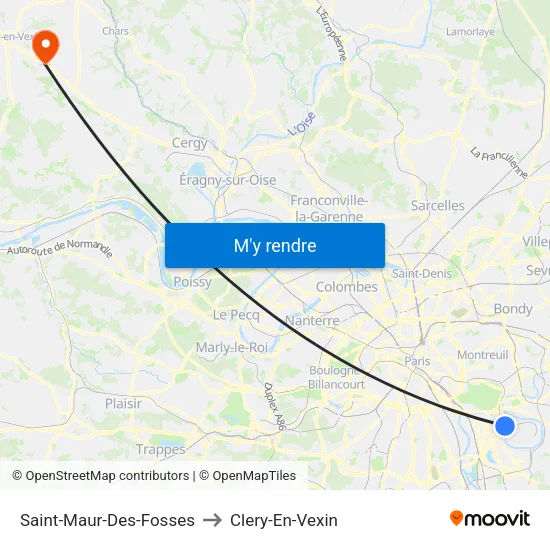 Saint-Maur-Des-Fosses to Clery-En-Vexin map