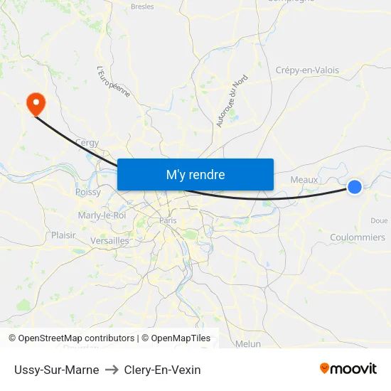 Ussy-Sur-Marne to Clery-En-Vexin map