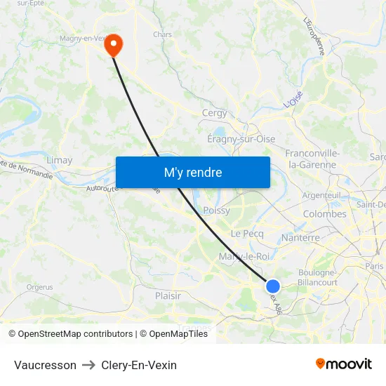 Vaucresson to Clery-En-Vexin map