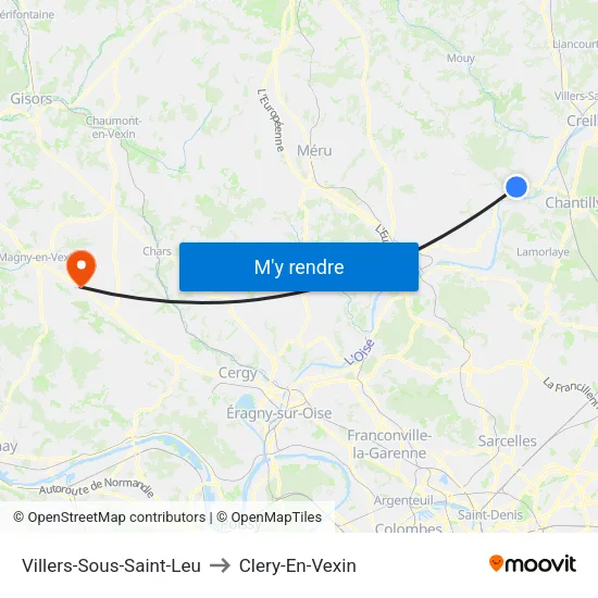 Villers-Sous-Saint-Leu to Clery-En-Vexin map