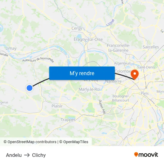 Andelu to Clichy map