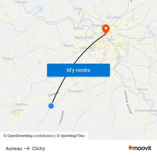 Auneau to Clichy map