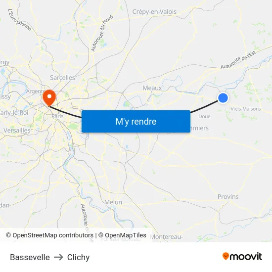 Bassevelle to Clichy map