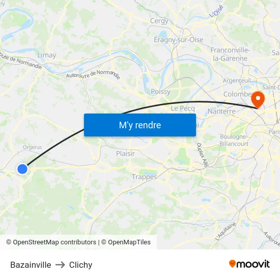 Bazainville to Clichy map