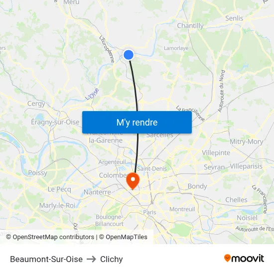 Beaumont-Sur-Oise to Clichy map