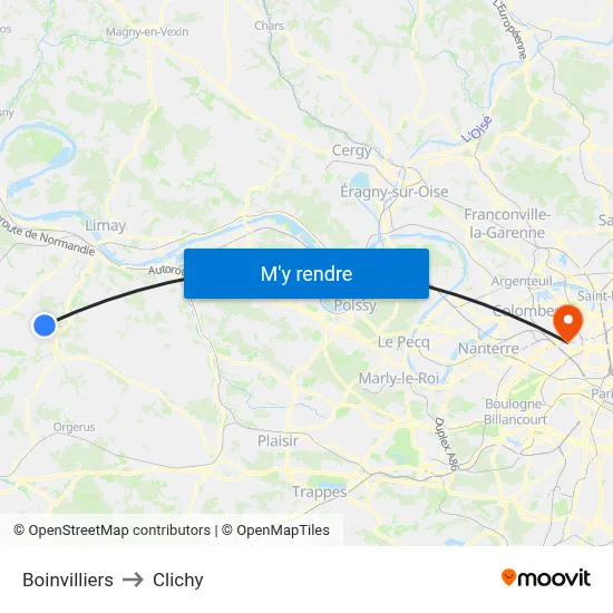 Boinvilliers to Clichy map