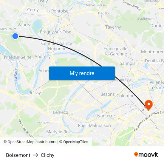 Boisemont to Clichy map