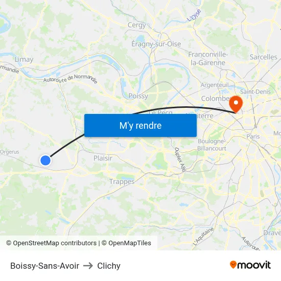 Boissy-Sans-Avoir to Clichy map