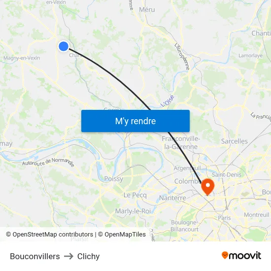 Bouconvillers to Clichy map
