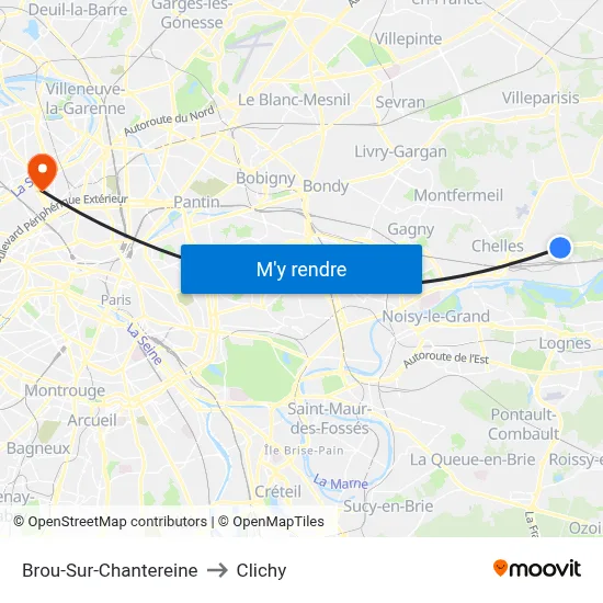 Brou-Sur-Chantereine to Clichy map