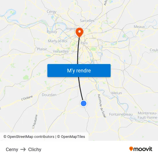 Cerny to Clichy map