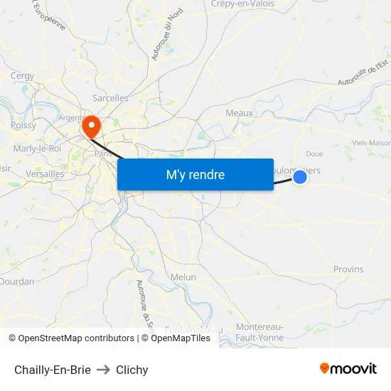 Chailly-En-Brie to Clichy map