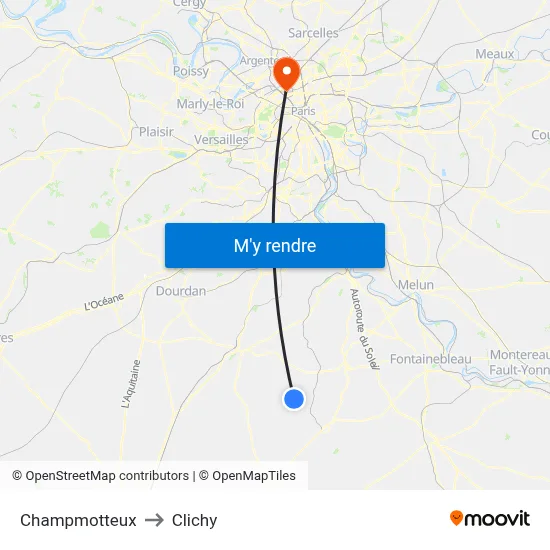 Champmotteux to Clichy map