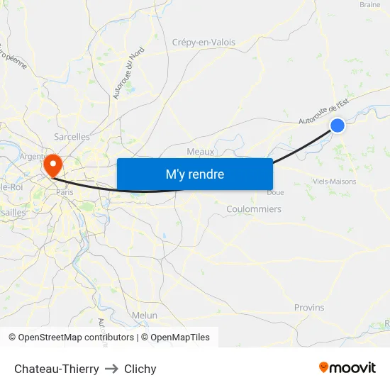 Chateau-Thierry to Clichy map