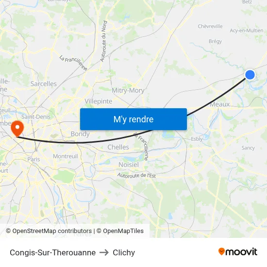 Congis-Sur-Therouanne to Clichy map
