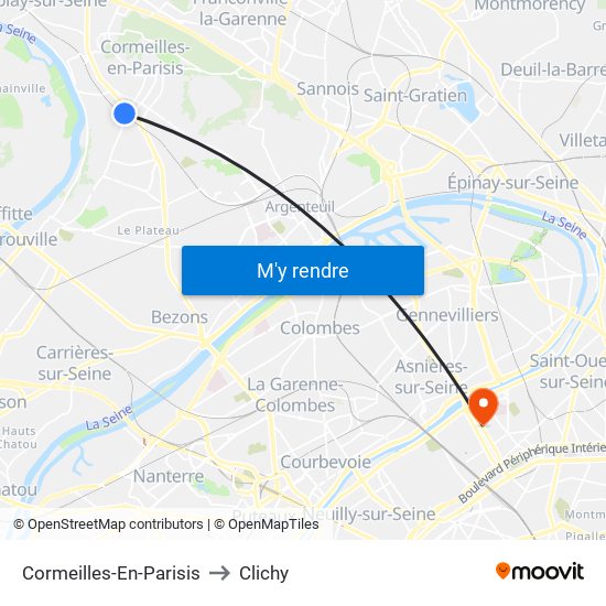 Cormeilles-En-Parisis to Clichy map