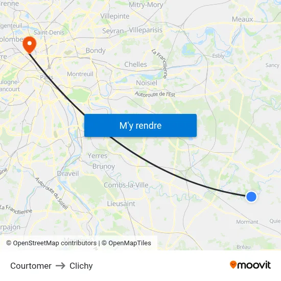Courtomer to Clichy map
