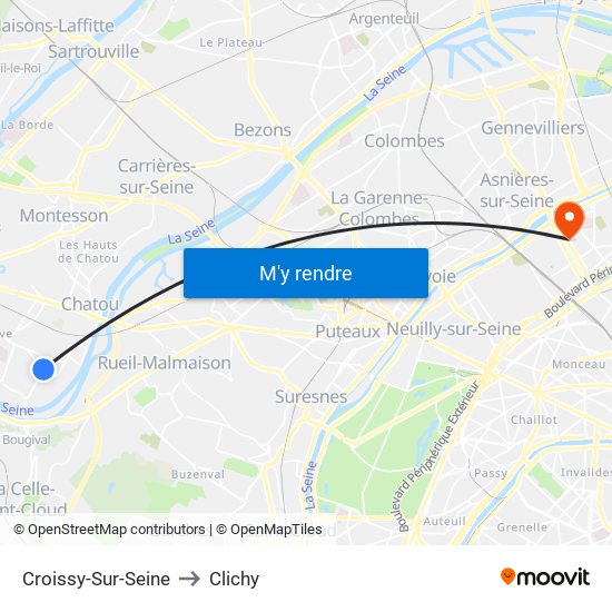 Croissy-Sur-Seine to Clichy map