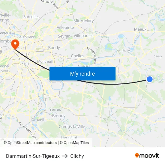 Dammartin-Sur-Tigeaux to Clichy map
