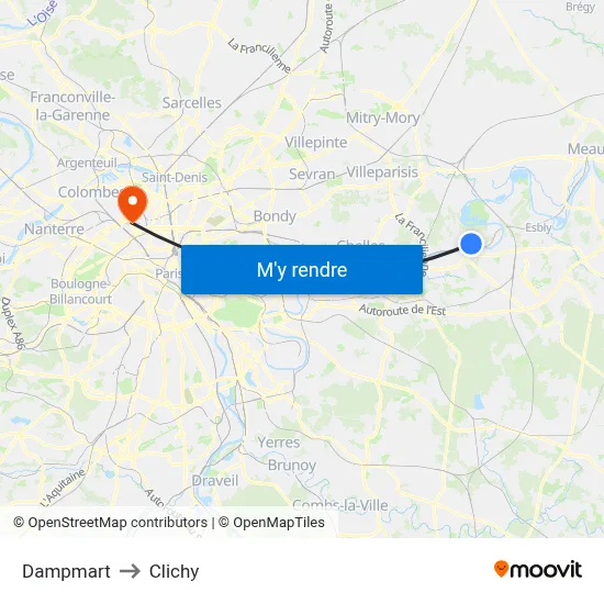 Dampmart to Clichy map