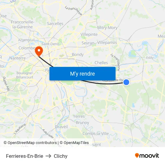 Ferrieres-En-Brie to Clichy map