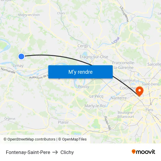 Fontenay-Saint-Pere to Clichy map