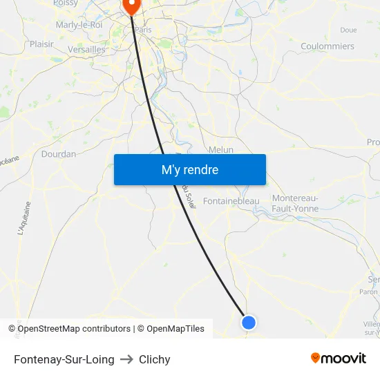 Fontenay-Sur-Loing to Clichy map