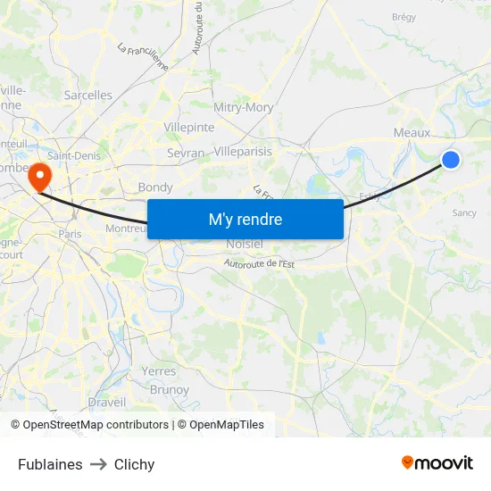 Fublaines to Clichy map