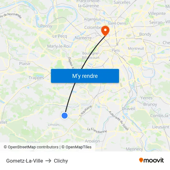 Gometz-La-Ville to Clichy map