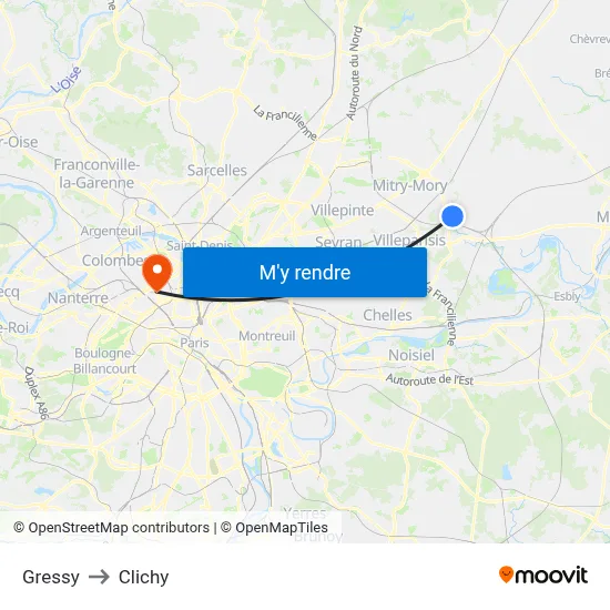 Gressy to Clichy map