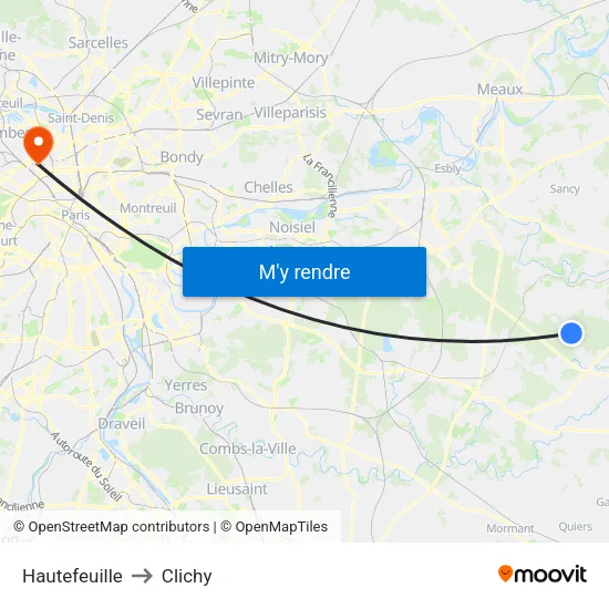 Hautefeuille to Clichy map