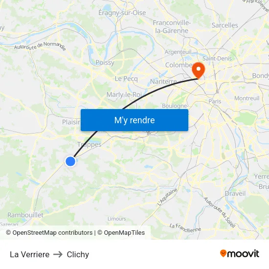 La Verriere to Clichy map