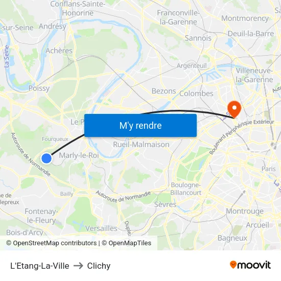 L'Etang-La-Ville to Clichy map