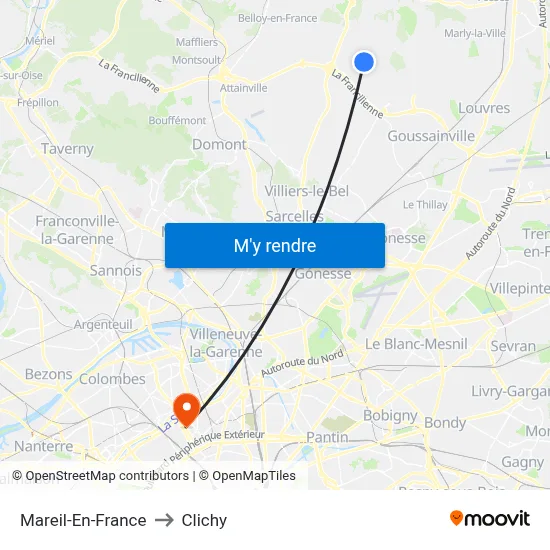 Mareil-En-France to Clichy map