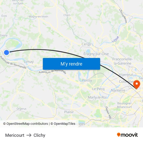 Mericourt to Clichy map