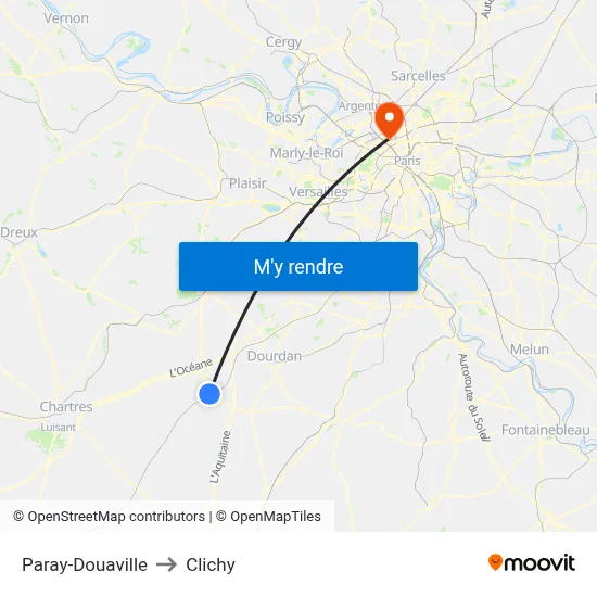 Paray-Douaville to Clichy map