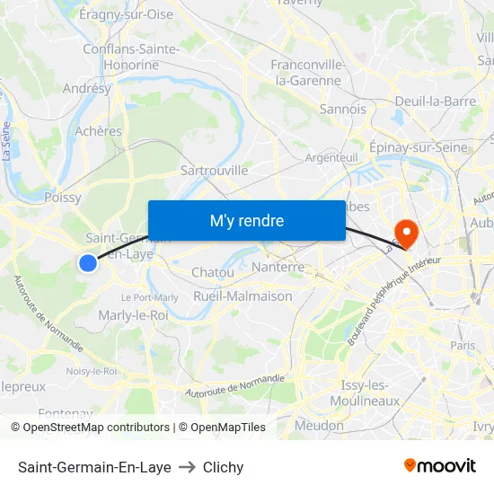 Saint-Germain-En-Laye to Clichy map