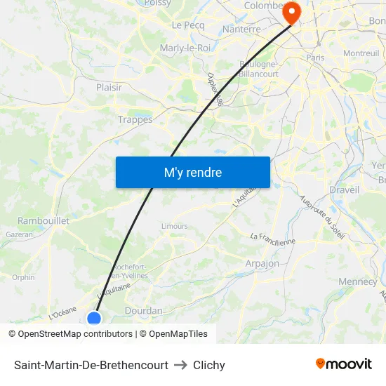 Saint-Martin-De-Brethencourt to Clichy map