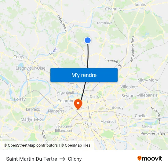 Saint-Martin-Du-Tertre to Clichy map