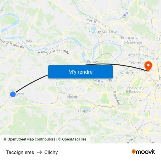 Tacoignieres to Clichy map