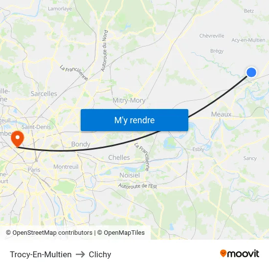 Trocy-En-Multien to Clichy map