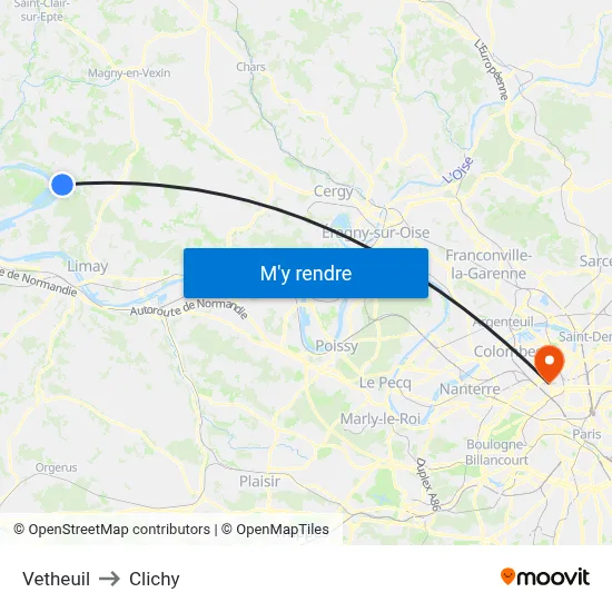 Vetheuil to Clichy map