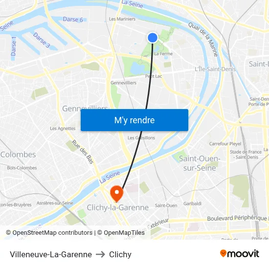 Villeneuve-La-Garenne to Clichy map